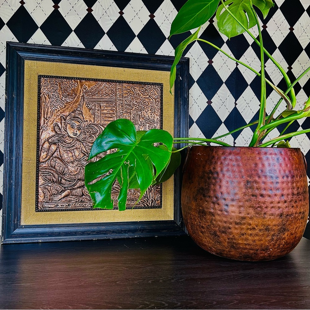 Oversized Framed Repoussé Copper-Tone 25” Devotional Panel Relief Art MidCentury - Picture 16 of 17
